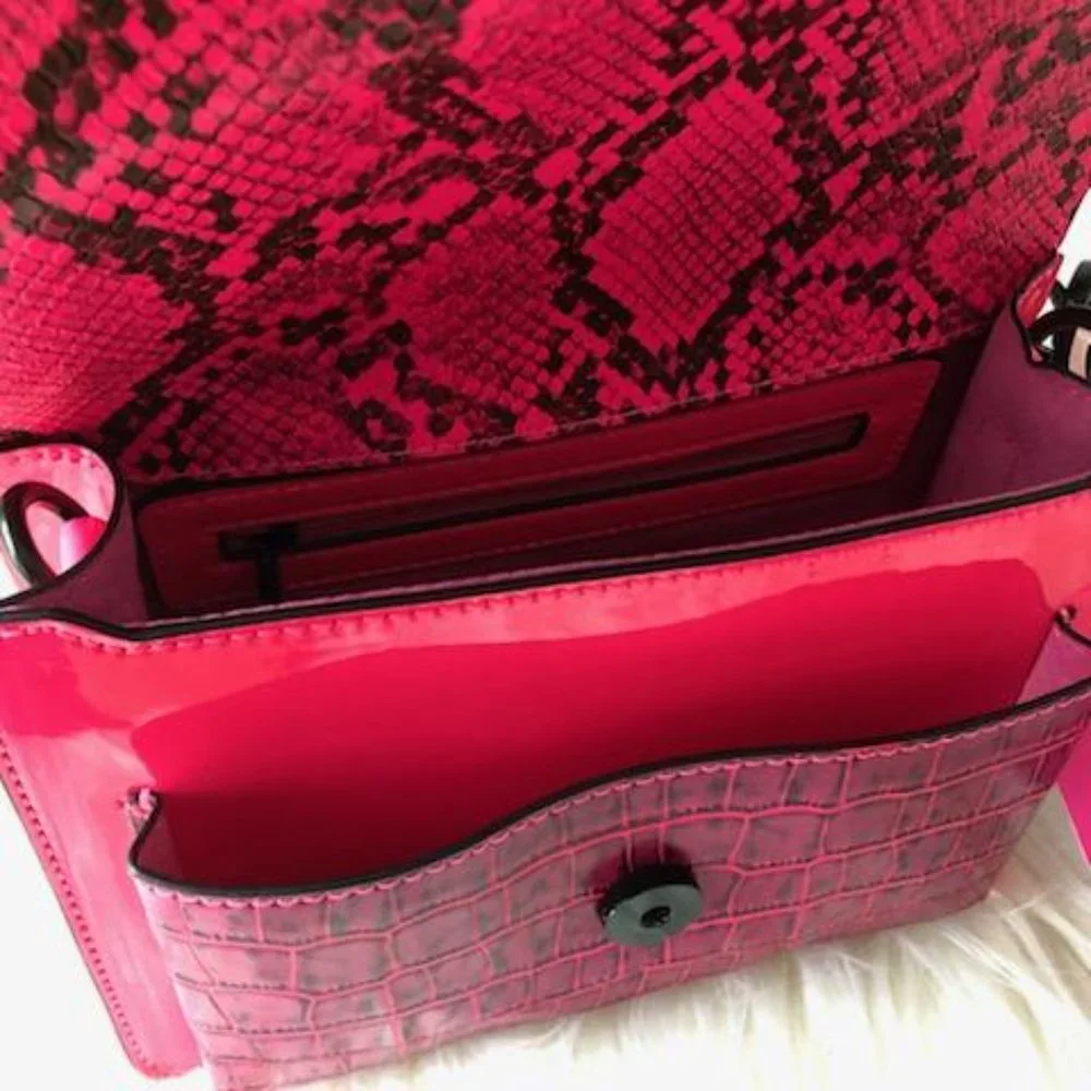 Betsey Johnson Neon Pink Flap Crossbody